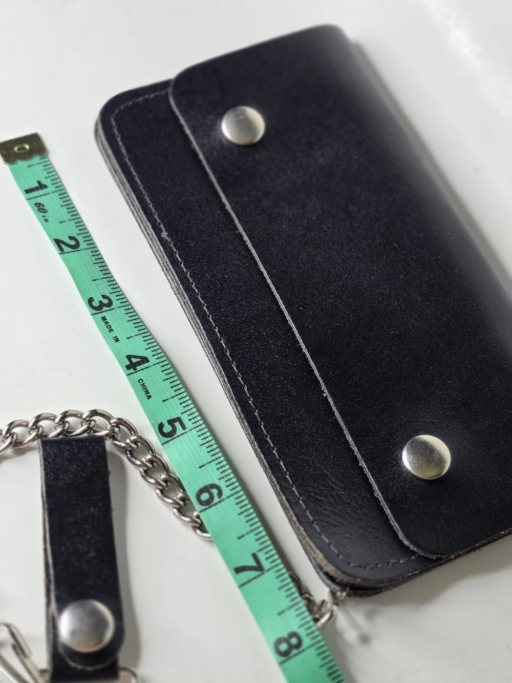 Genuine Leather Wallet with Chain - Black 8